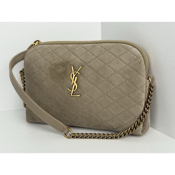SAINT LAURENT Gaby Quilted Suede Crossbody Bag - Picture 1 of 16